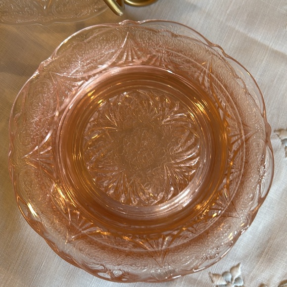 Pink Depression Royal Lace Small Plates (8) - Picture 3 of 11